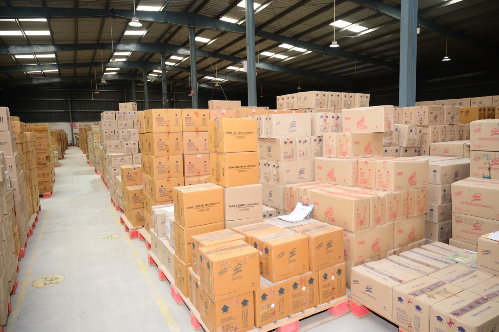 Palletized Stock in Organized Aisles